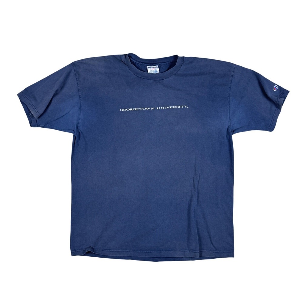 Vtg Champion Georgetown University T-Shirt Men's XL Navy Blue 90s Single Logo